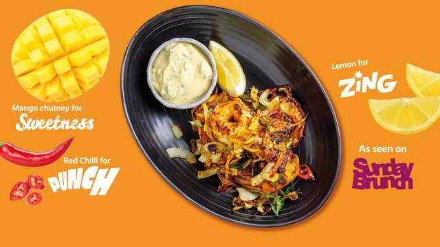 Punchy chilli prawns with mango raita